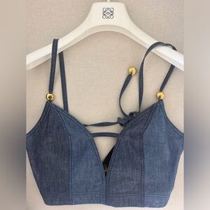 Loewe Paula Blue Denim Crop Top